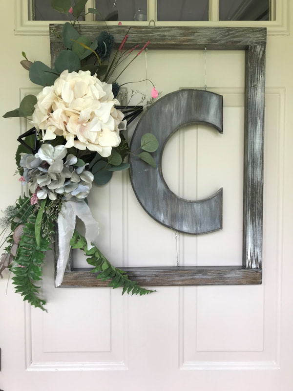 Handmade rustic frame  door wreath by Crows Nest Arts 