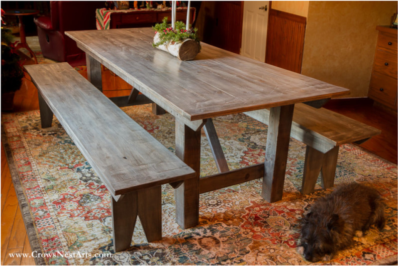 Gray Farm Table & Benches Crows Nest Arts