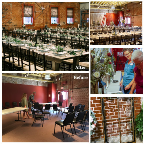 Room makeover for wedding reception industrial rustic, Crows Nest Arts