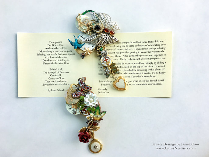 Unique Special Gift for Two Sisters. Custom Assemblage Jewelry by Janise Crow Crows Nest Arts, State College, PA