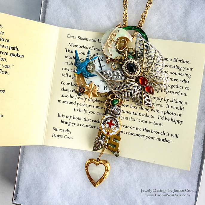 A Unique Special Gift for Sisters.  Custom Assemblage Jewelry by Janise Crow Crows Nest Arts, State College, PA