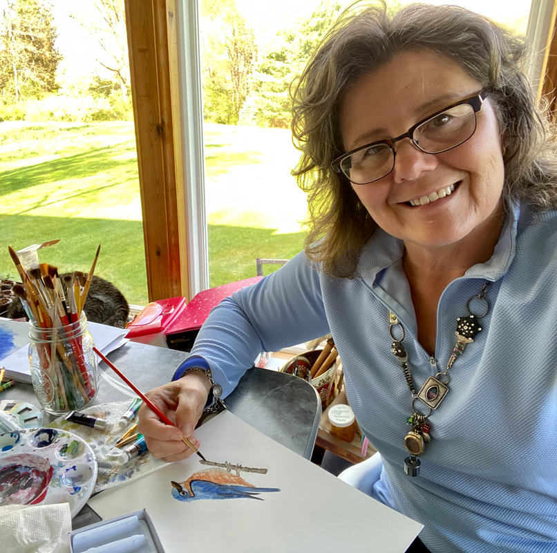 Janise Crow experimenting with watercolor painting, Crows Nest Arts
