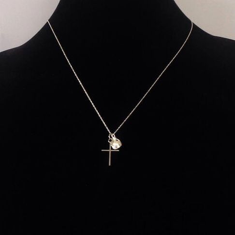 custom cross and pearl necklace by janise crow