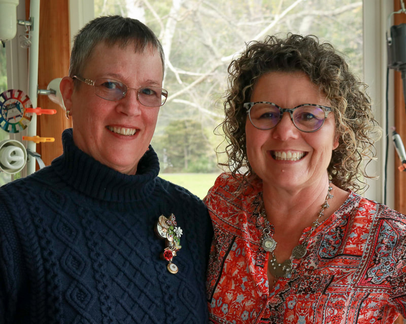 Susan and Janise  sharing stories together. Custom Sentimental Jewelry by Janise Crow, Crows Nest Arts, State College, PA